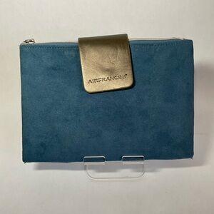 Air France Faux Suede Amenities Bag Double Zip Fold Out 8 X 6